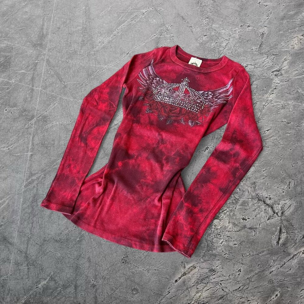 Vintage 00s affliction women’s insane y2k made in USA long sleeve tee shirt